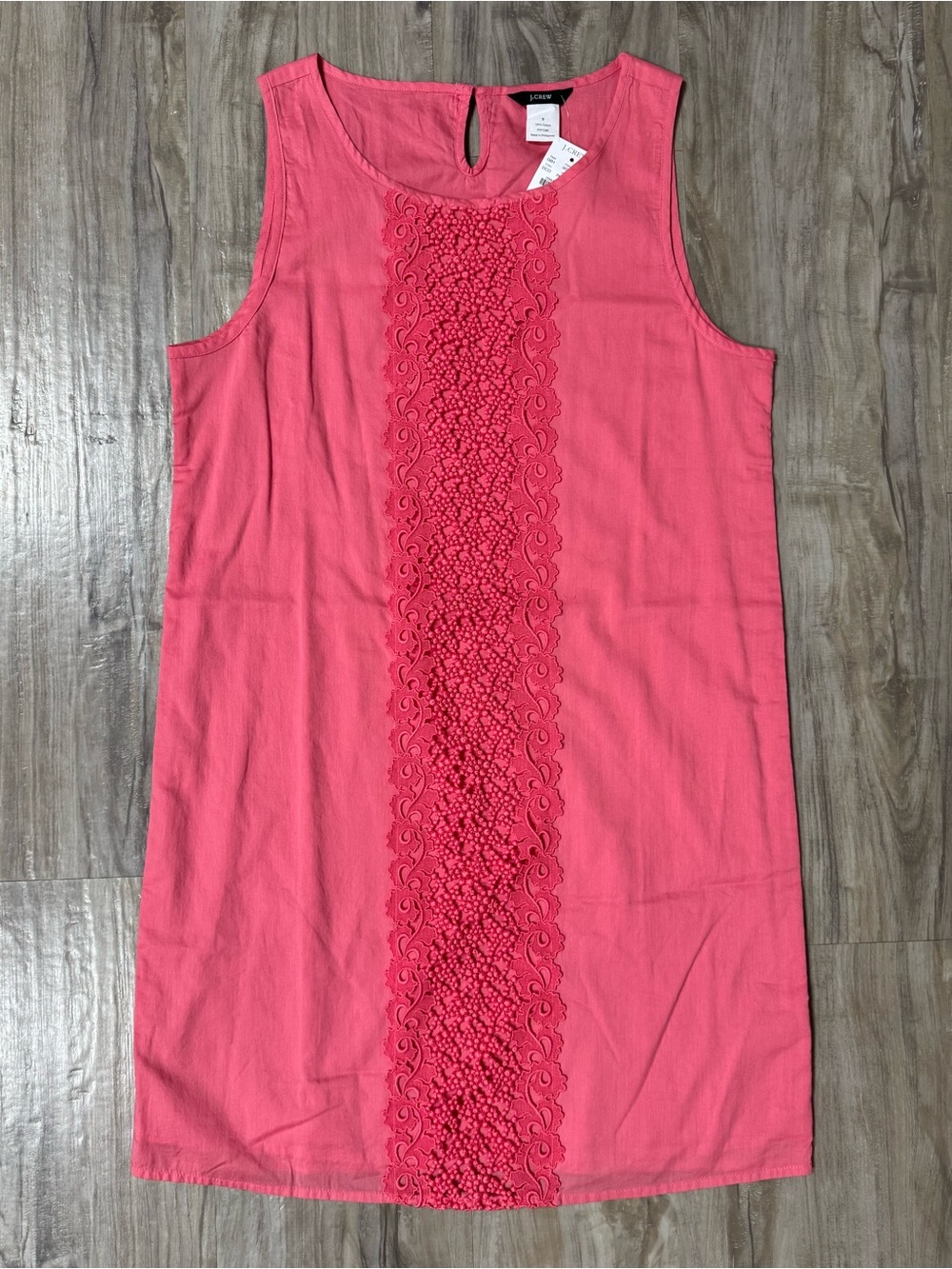 J. Crew Pink Embroidered Sleeveless Shift Dress -NWT